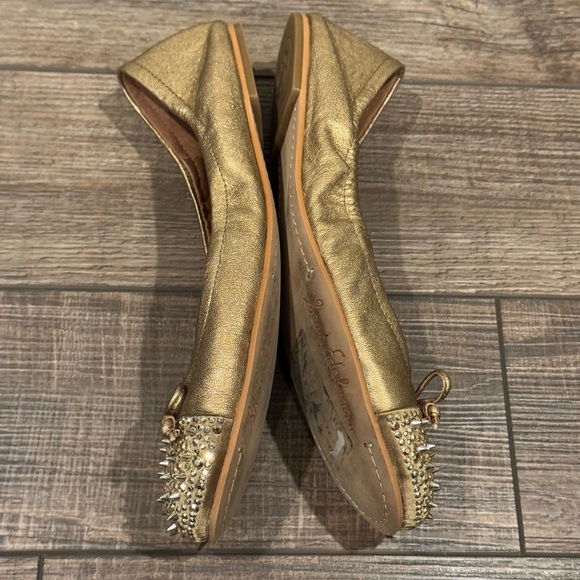 Sam Edelman Beatrix Ballet Flat Ballerina Stud Spike Leather Gold Size 7 - Picture 13 of 16